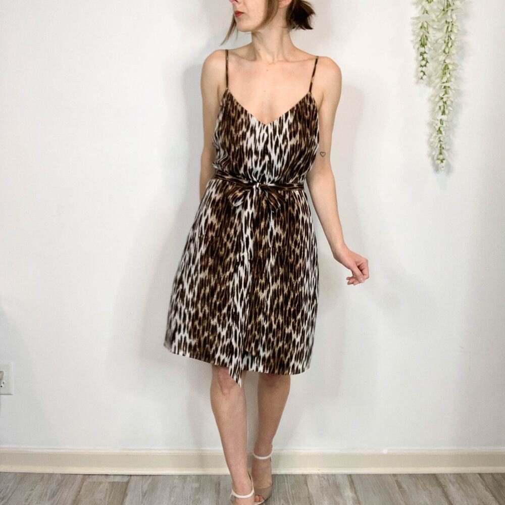 NWT L'AGENCE Camilla slip dress 100% silk leopard print 2196